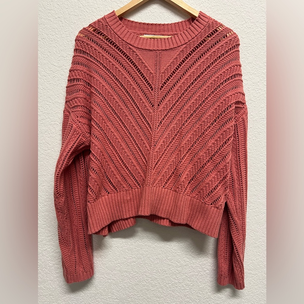 Old Navy Women's Coral Cable Knit Sweater Pink L